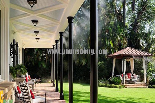 Hê thống phun sương Hawin được sử dụng làm mát mái hiên